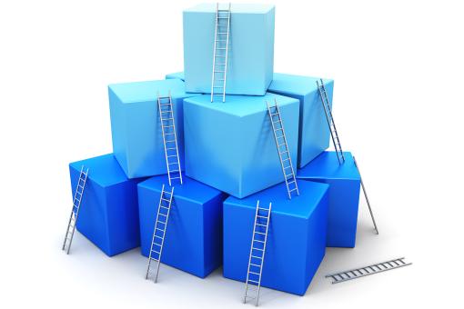 Group of blue cubes with ladders