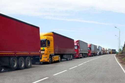 Trucks in traffic jam