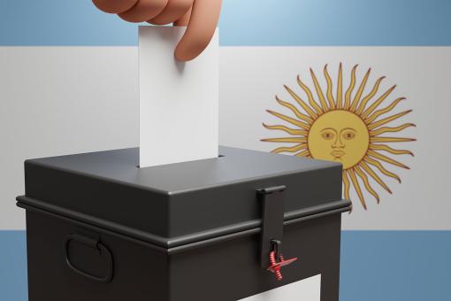 Ballot box and Argentina flag