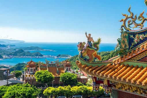 Temple at Jiufen Old Street in Taipei Taiwan