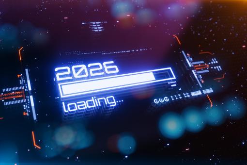 New 2026 year progress bar on digital lcd display.