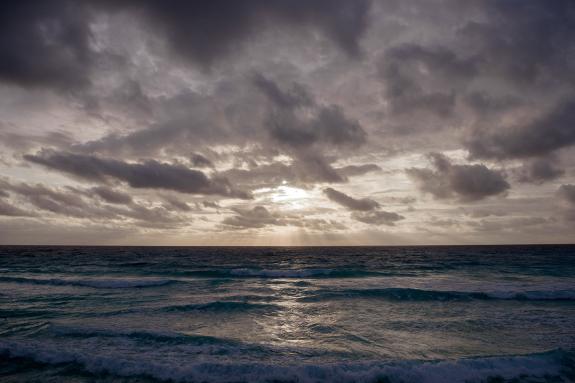 Clouds above the sea and horizon