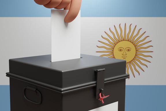 Ballot box and Argentina flag