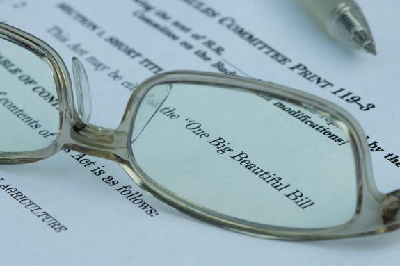 Closeup of the documents of the One Big Beautiful Bill Act (OBBBA), a budget reconciliation bill in the 119th United States Congress.