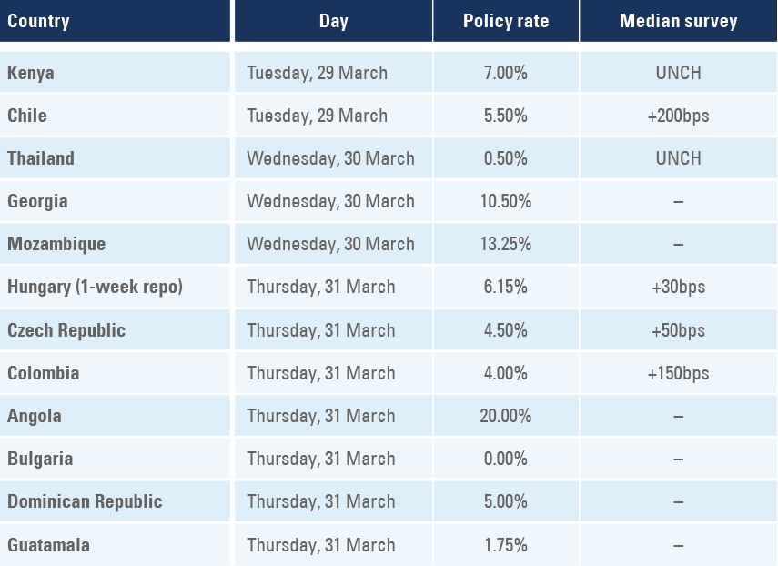 Fig 1: EM policy rates decisions this week